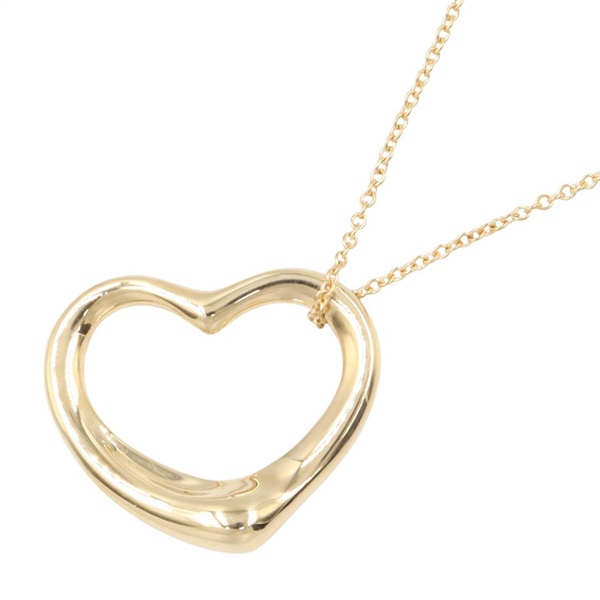TIFFANY & CO Open Heart Large Pendant Necklace 18KYG Yellow Gold Used Women