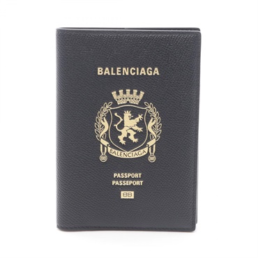 BALENCIAGA passport case/ Pass case 787742 leather Black Used unisex