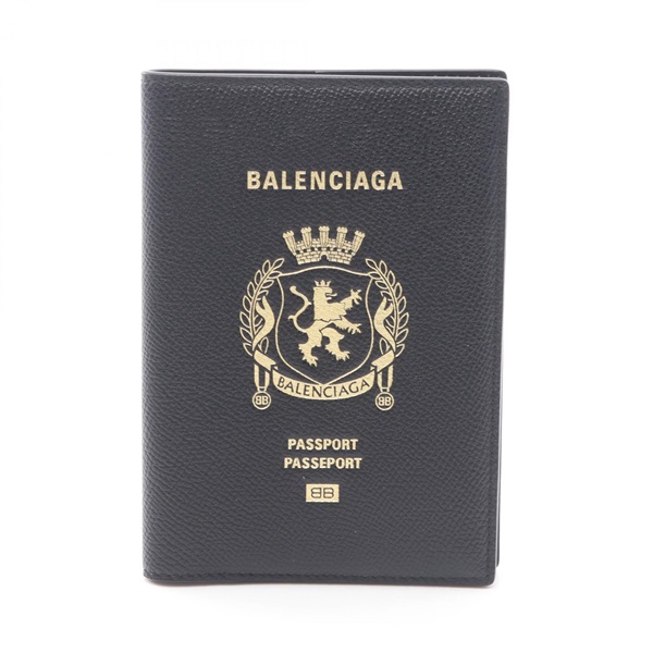 BALENCIAGA passport case/ Pass case 787742 leather Black Used unisex