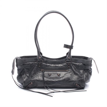 BALENCIAGA Le City Eastwest Shoulder Bag 8457042ABEK leather Black Used Women