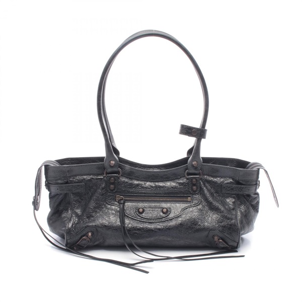 BALENCIAGA Le City Eastwest Shoulder Bag 8457042ABEK leather Black Used Women
