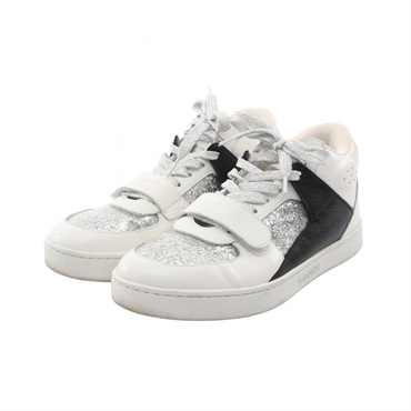 CELINE sneakers shoes #37 leather White Silver Black Used Women
