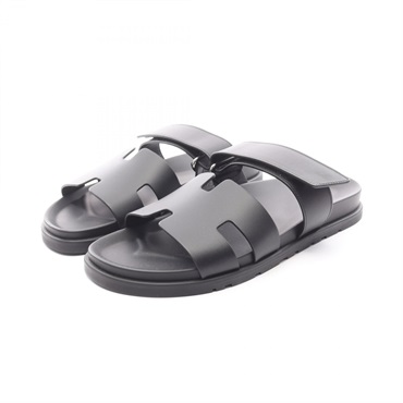 HERMES Chypre Shoes Sandals Flat leather Black Used mens size 42