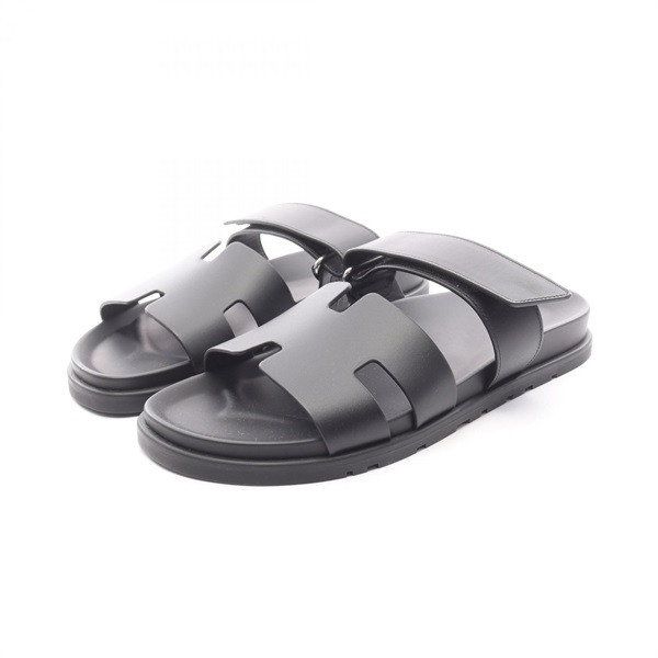HERMES Chypre Shoes Sandals Flat leather Black Used mens size 42