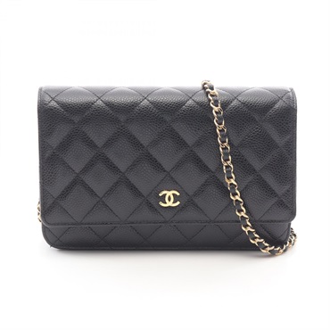 CHANEL Matelasse Chain Shoulder Bag A33814 Calfskin Black GHW Used Women
