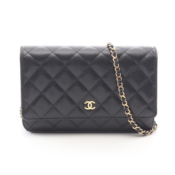 CHANEL Matelasse Chain Shoulder Bag A33814 Calfskin Black GHW Used Women