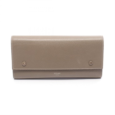 CELINE Large flap multifunction wallet 101673AFE leather Gray Yellow Used Women