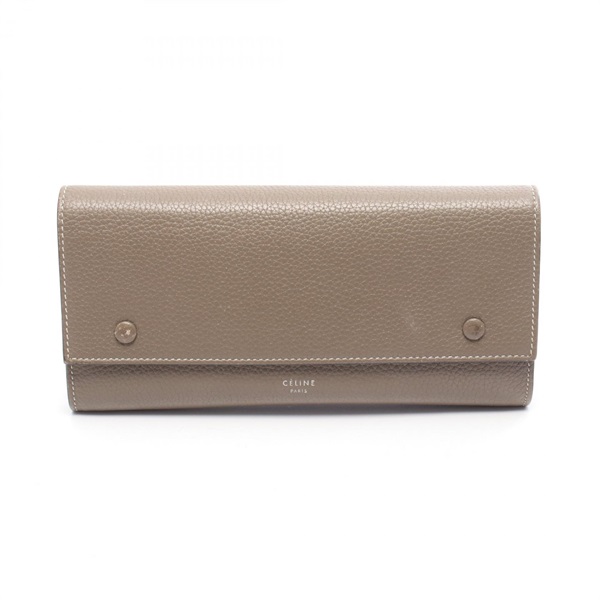 CELINE Large flap multifunction wallet 101673AFE leather Gray Yellow Used Women
