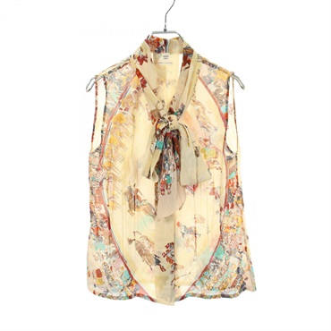 HERMES CIRQUE MOLIER Sleeveless tops Silk Beige Multicolor Used Women size 38