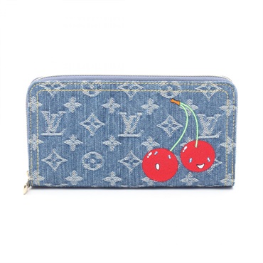 LOUIS VUITTON Takashi Murakami Zippy Wallet M23161 Monogram Denim Cherry Used LV