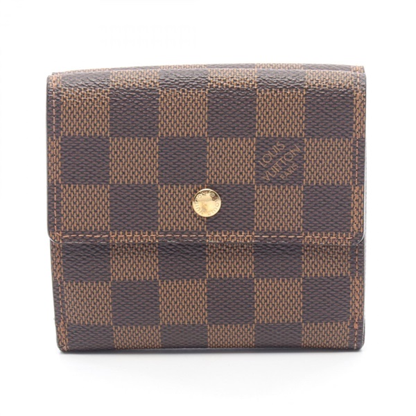 LOUIS VUITTON Portefeuille Elise Double Snap Wallet N61654 Damier Ebene Used LV