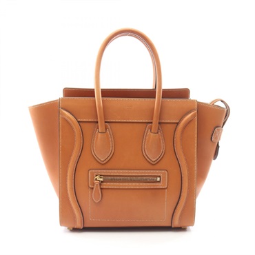 CELINE Luggage micro shopper Tote Handbag 189793 leather Brown Used Women