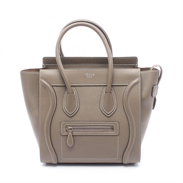 CELINE Luggage micro shopper Tote hand Bag 167793 leather Beige Used Women