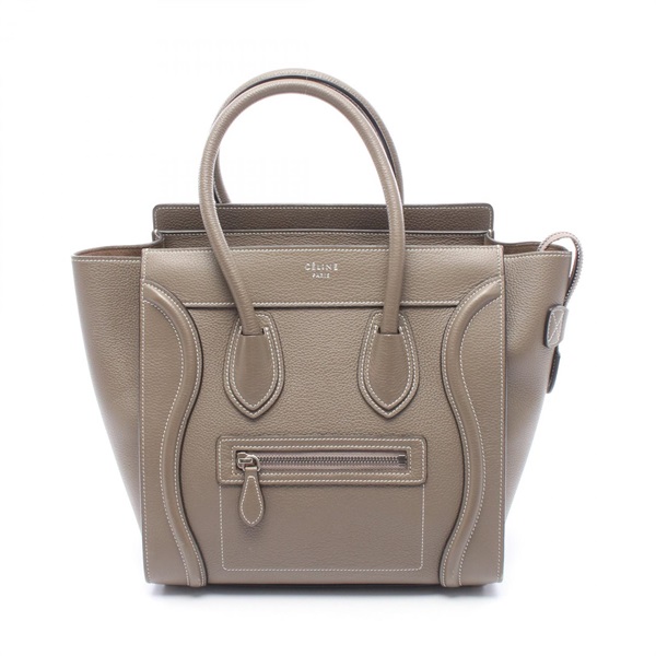 CELINE Luggage micro shopper Tote hand Bag 167793 leather Beige Used Women