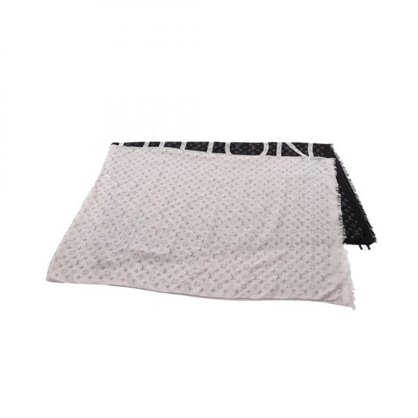 LOUIS VUITTON Etole Monogram Split Stole MP1984 silk cashmere Black Gray Used
