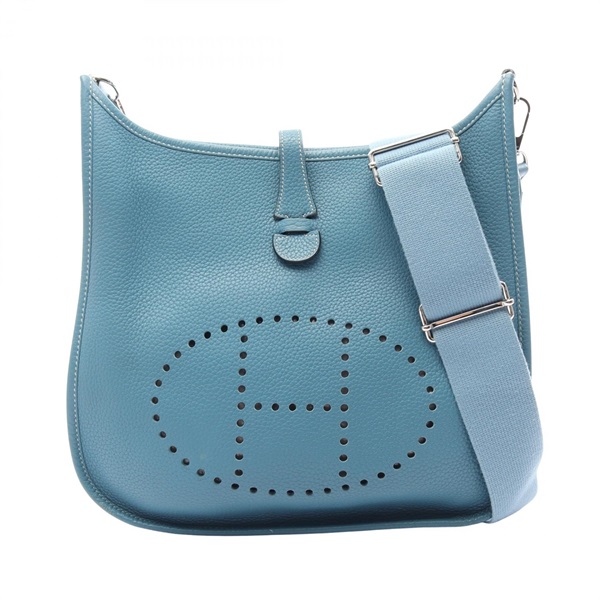 HERMES Evelyne III PM Shoulder Crossbody Bag leather Blue Jean SHW Used Women M