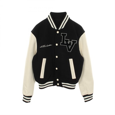 LOUIS VUITTON Pharrell Varsity Jacket Blouson #48 wool leather Cupro Cotton Used