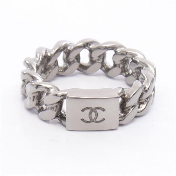 CHANEL COCO Mark Chain Ring Stainless Steel SHW Used women US size 6.75 CC
