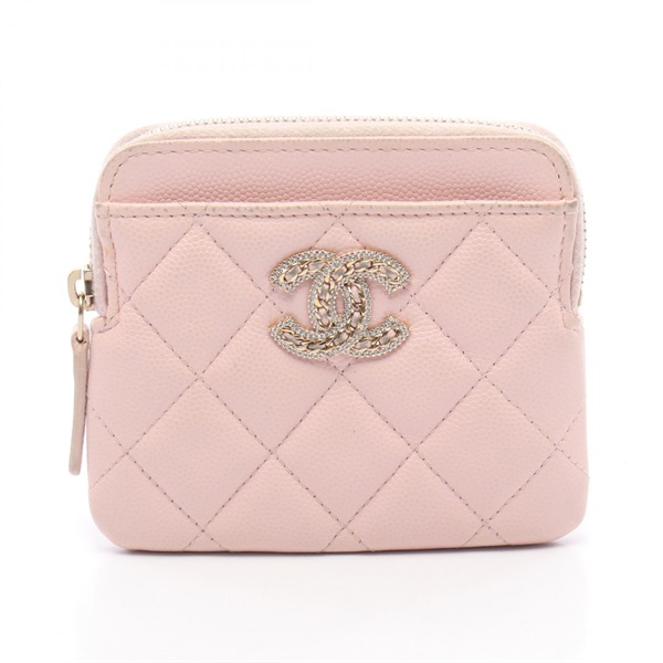 CHANEL Zip Matelasse coin purse AP2741 Calfskin Pink Used Women CC Logo