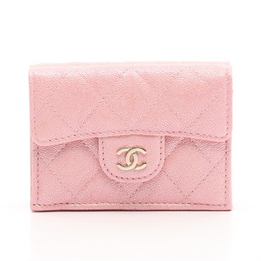CHANEL Classic Small Flap Matelasse Tri-fold Wallet AP0230 leather Pink GHW Used