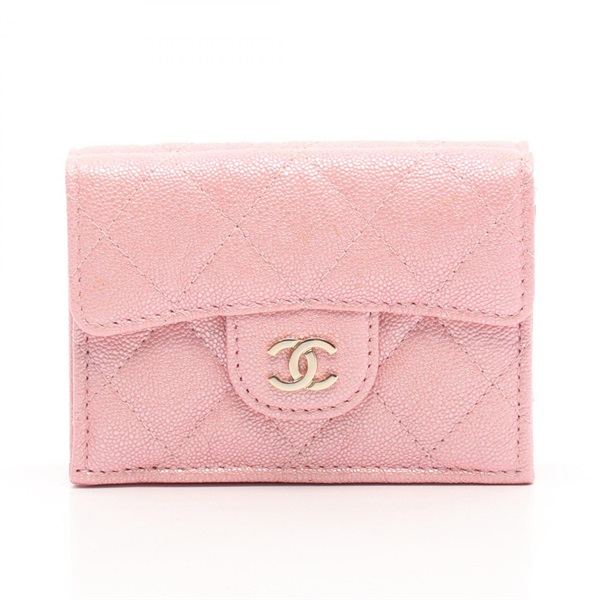 CHANEL Classic Small Flap Matelasse Tri-fold Wallet AP0230 leather Pink GHW Used