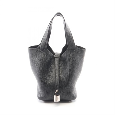 HERMES Picotin Lock PM Tote Handbag Clemence leather Black SHW Used Women Q