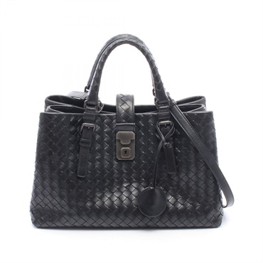 BOTTEGA VENETA Intrecciato Small Roma shoulder crossbody Handbag leather Black