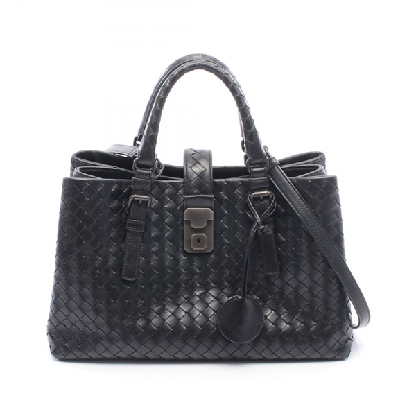 BOTTEGA VENETA Intrecciato Small Roma shoulder crossbody Handbag leather Black