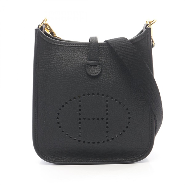 HERMES Evelyne TPM Amazon Shoulder Bag Clemence leather Black Used Women K GHW