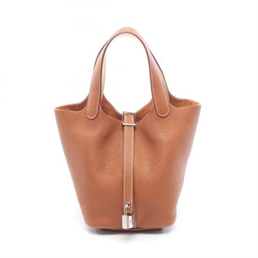 HERMES Picotin Lock Eclat PM Tote Handbag Clemence leather Gold Nata SHW Used Y
