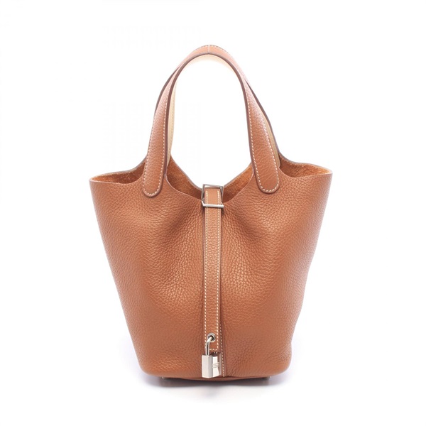 HERMES Picotin Lock Eclat PM Tote Handbag Clemence leather Gold Nata SHW Used Y