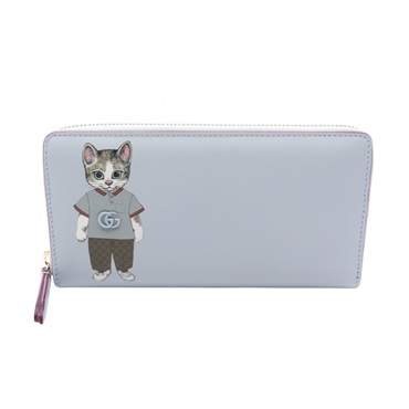 GUCCI Yuko Higuchi Around zip long Wallet Purse 847918 leather Blue Used Women