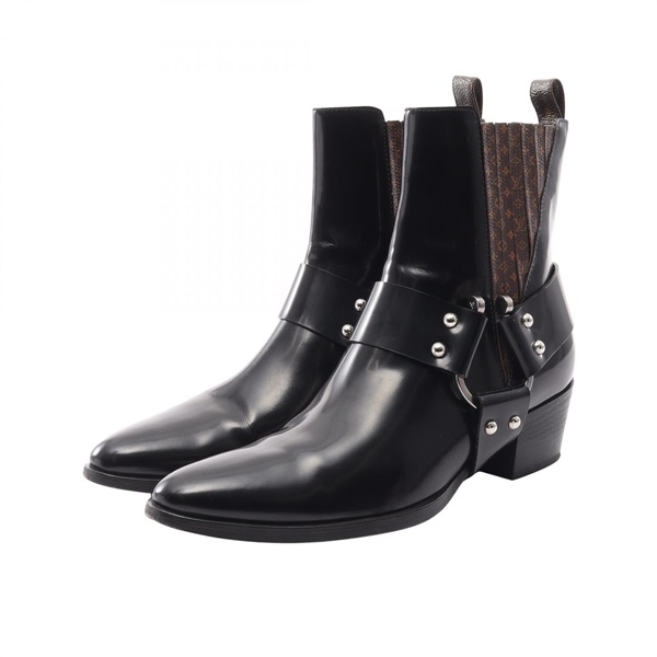 LOUIS VUITTON Rhapsody Line Short boots shoes #38 leather canvas Black used