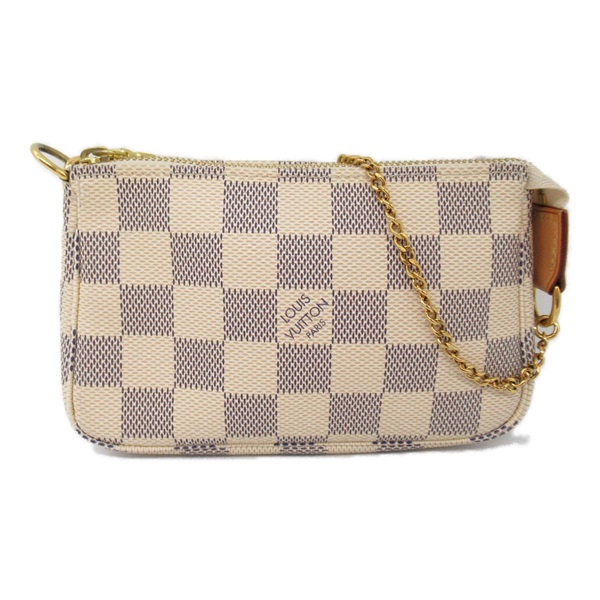 LOUIS VUITTON Mini Accessory Pouch bag Chain N58010 Damier Azur canvas used GHW
