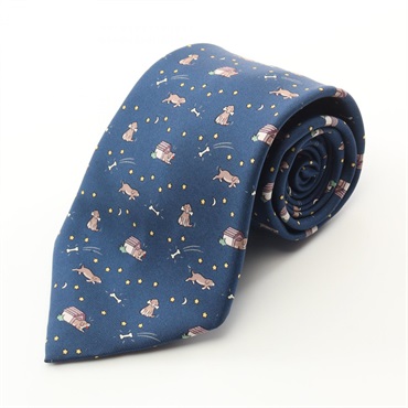 HERMES Tie silk Navy Multicolor Used mens