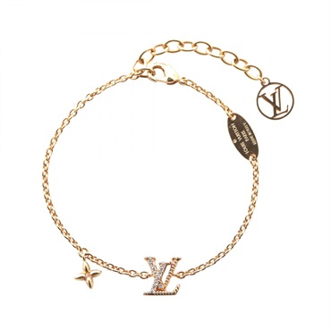 LOUIS VUITTON LV Iconic Bracelet M00587 Gold Plated Rhinestone Used Women