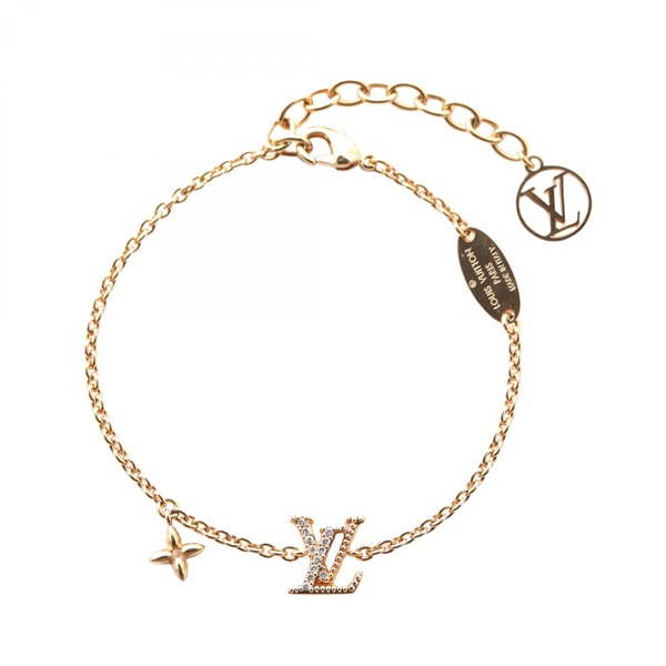 LOUIS VUITTON LV Iconic Bracelet M00587 Gold Plated Rhinestone Used Women