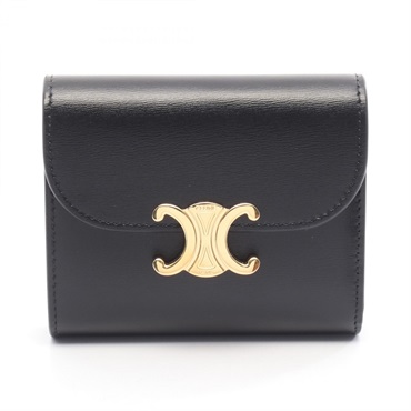 CELINE Triomphe small flap wallet 10D783DPV.38NO leather Black Used Women