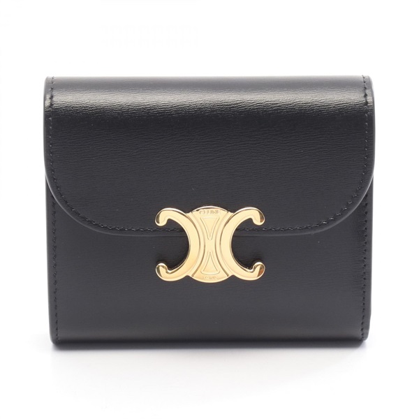 CELINE Triomphe small flap wallet 10D783DPV.38NO leather Black Used Women
