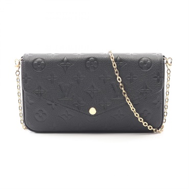 LOUIS VUITTON Pochette Felicie Shoulder chain crossbody Bag M82477 leather noir