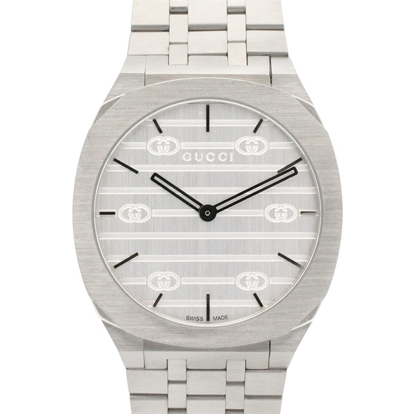 GUCCI 25H Boys Wrist Watch YA163407 Quartz Stainless Steel Used Boys