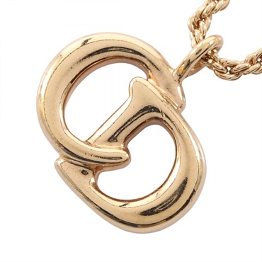 Christian Dior CD logo Necklace Pendant Gold Plated Used women