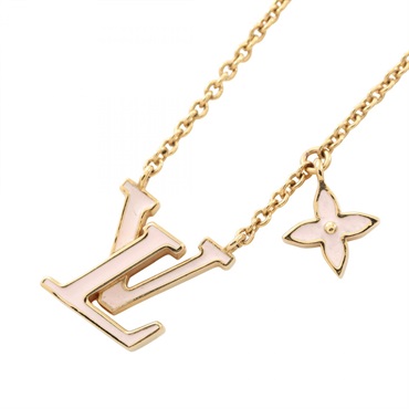 LOUIS VUITTON LV Iconic Necklace Pendant Gold Plated enamel Pink Used women