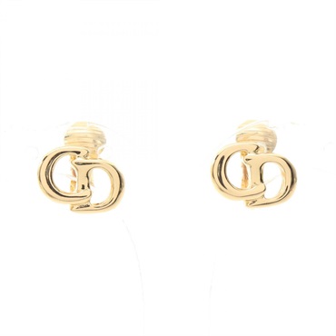 CHRISTIAN DIOR CD Logo Earrings Gold Plated Used Women CD