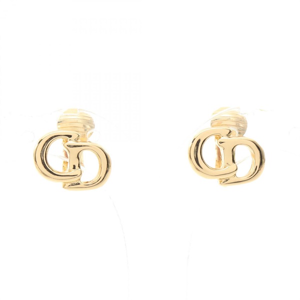 CHRISTIAN DIOR CD Logo Earrings Gold Plated Used Women CD