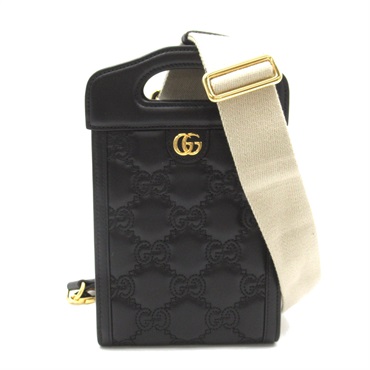 GUCCI GG Matelasse 2way Shoulder Bag 723776 leather Black Used Women GHW