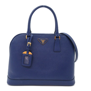 PRADA 2way Shoulder Hand bag BN2558 Saffiano leather Blue Used Women