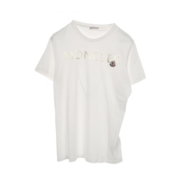 MONCLER Logo T-shirt Cotton White #L Used Women