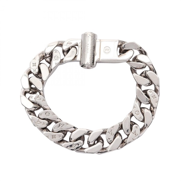 LOUIS VUITTON Metal LV Chain Links Bracelet M68273 Stainless Steel 17.5cm mens