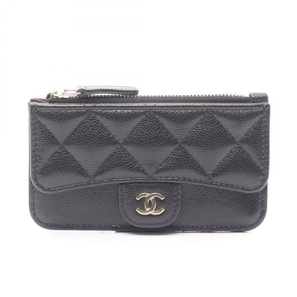 CHANEL Classic coin purse wallet AP2570 leather Grained calfskin Black Used GHW